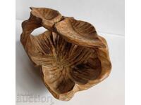 EXCELLENT WOODEN VESSEL TRAY FRUCTIERA BOWL HAND CHIPPED