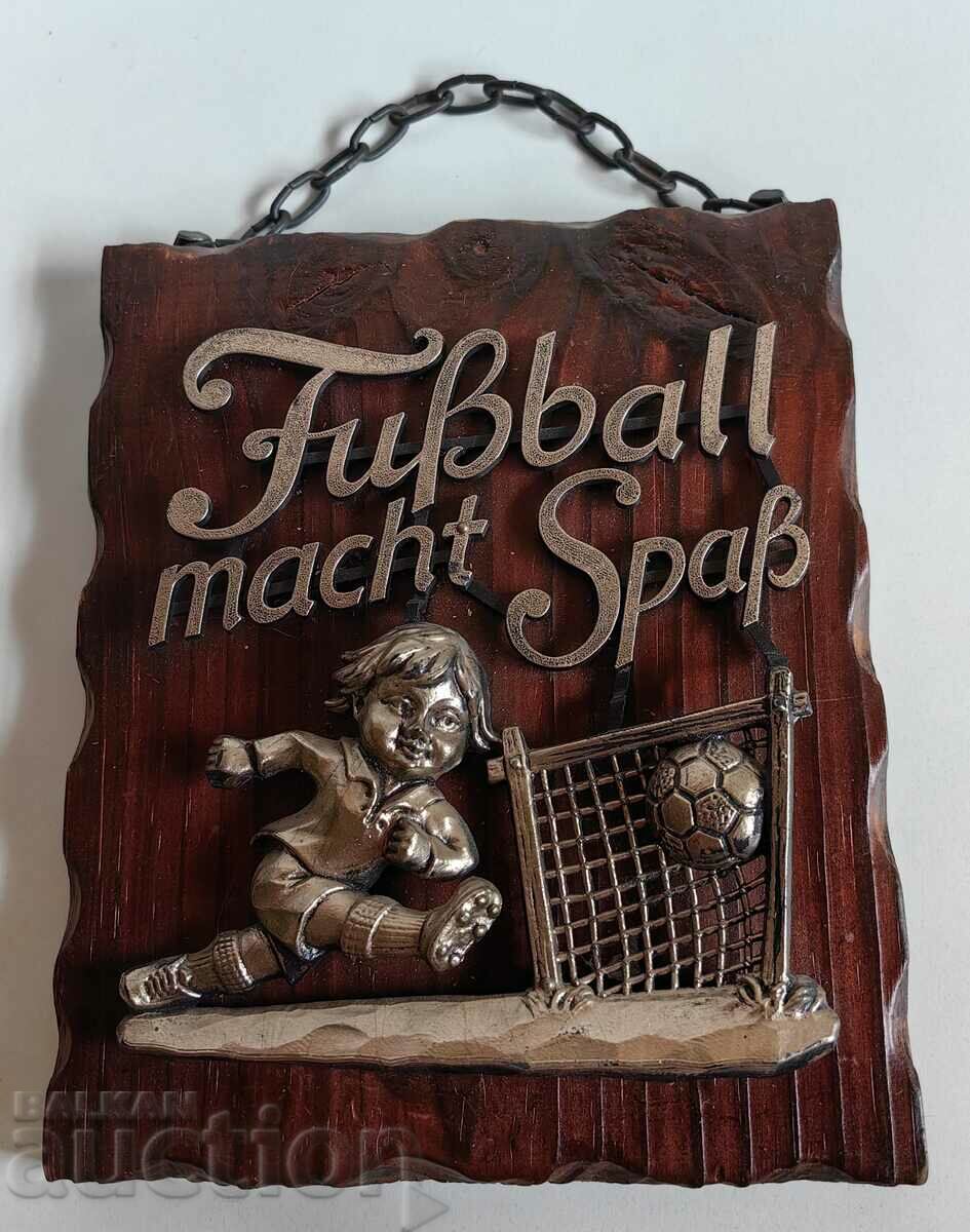 FOOTBALL GOALKEEPER WOODEN PANEL WALL PICTURE