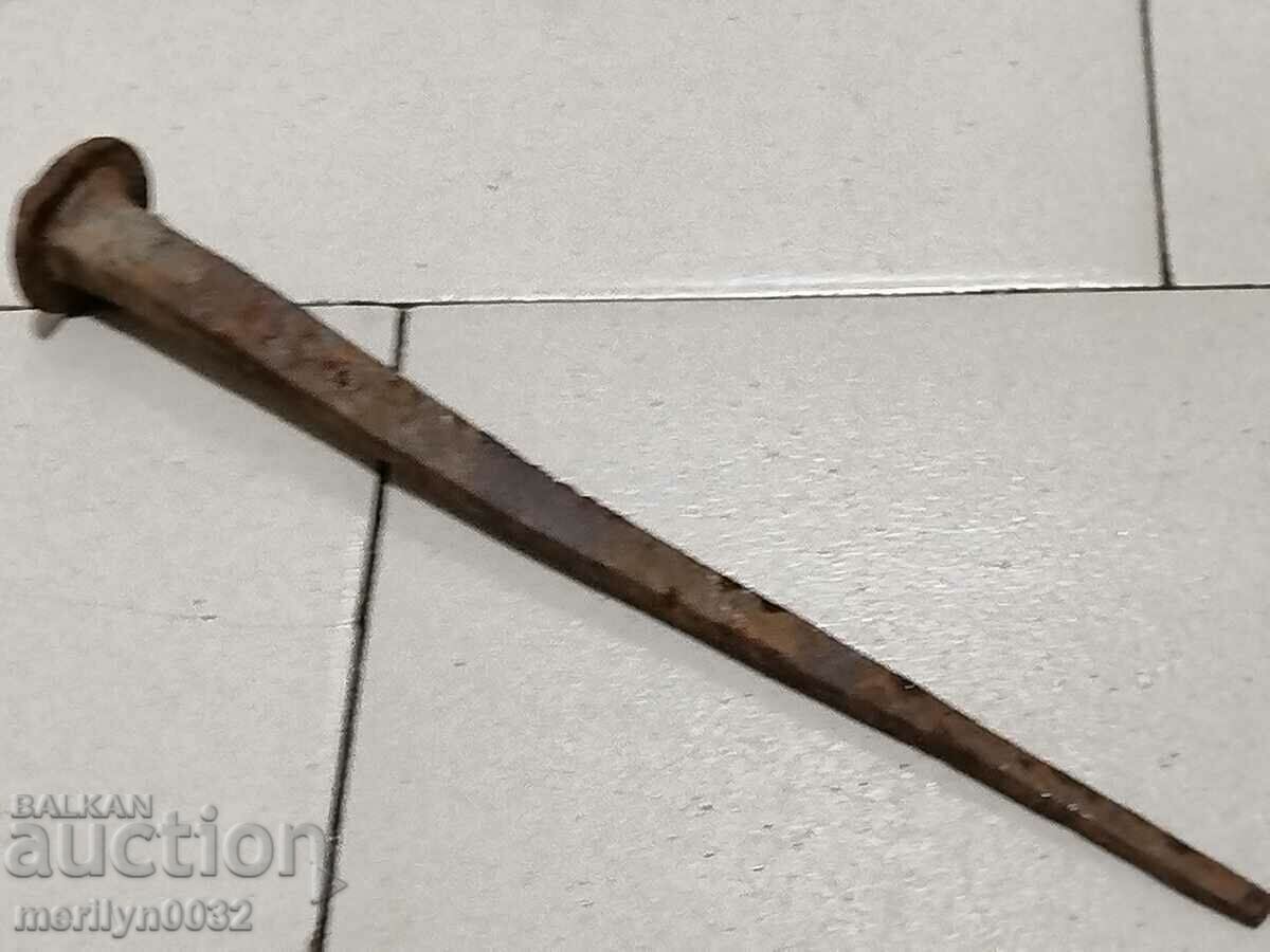 Auction Old wrought iron nail wrought iron wedge large nail Auction Old wrought iron nail wrought iron wedge large nail