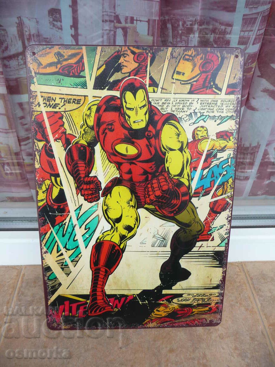 Μεταλλική πλάκα κόμικ Iron man Iron man ατσάλι δράσης