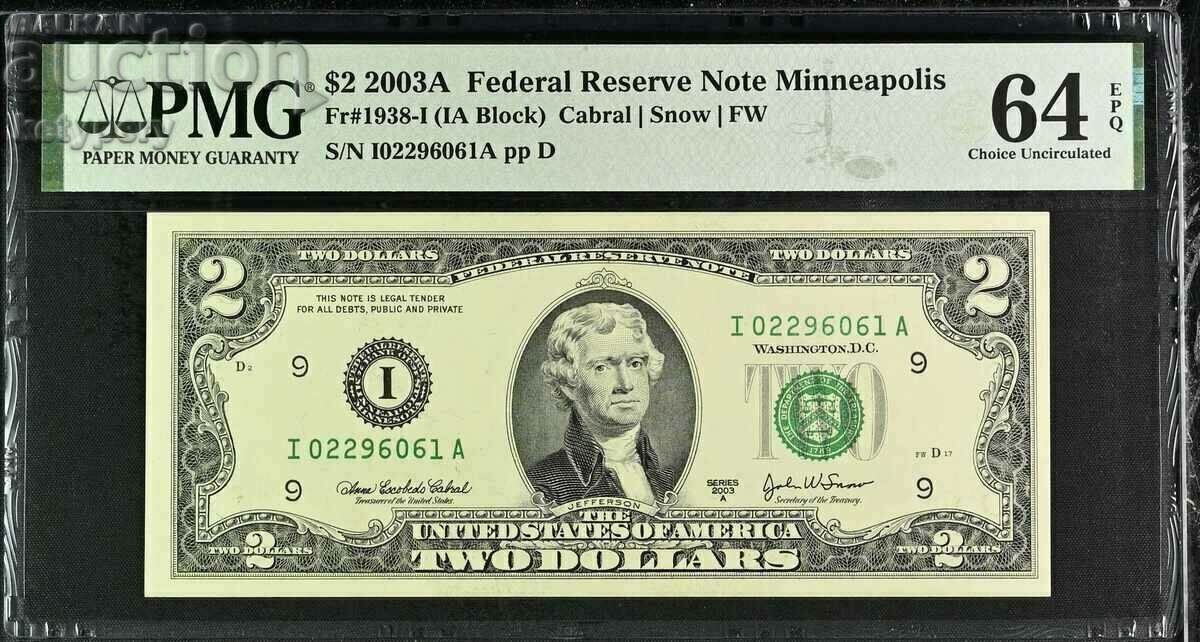 $2 USA 2003 PMG 64 EPQ Choice Uncirculated