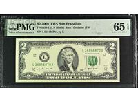 2 долара САЩ 2009 PMG 65 EPQ Gem Uncirculated