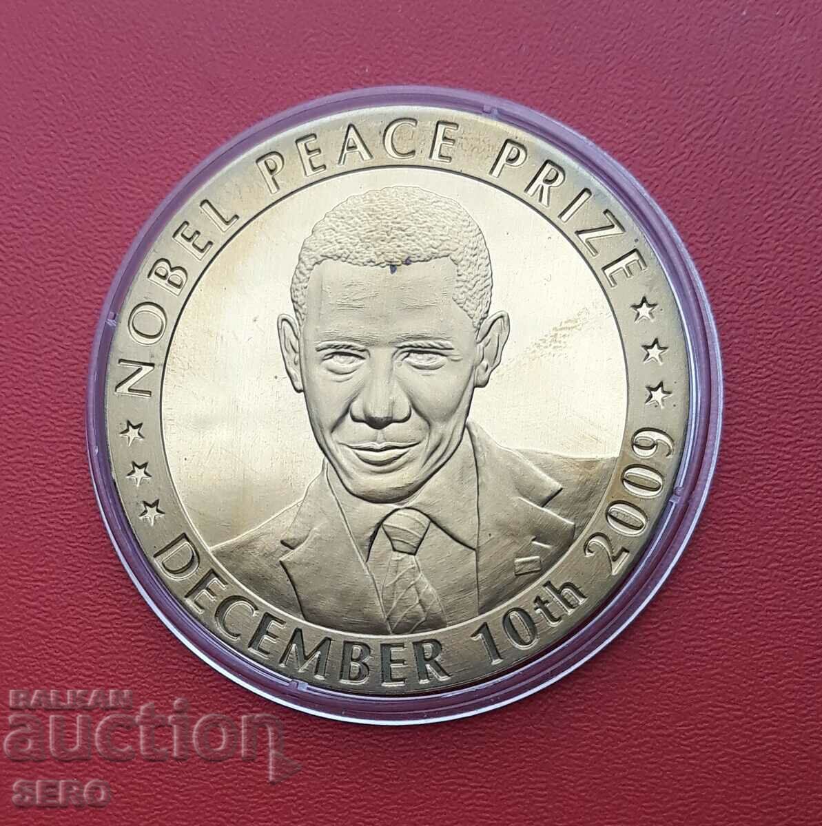 САЩ-медал-Барак Обама-Нобелова награда-надраскана по реверса
