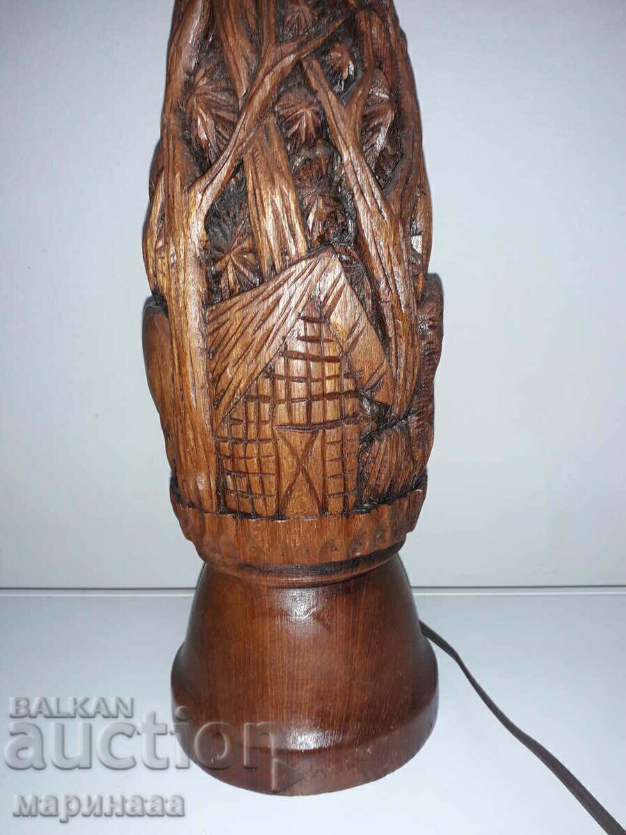 LAMPĂ VECHE MARE. SCULPTURĂ ÎN LEMN. 3,1 KG - 5