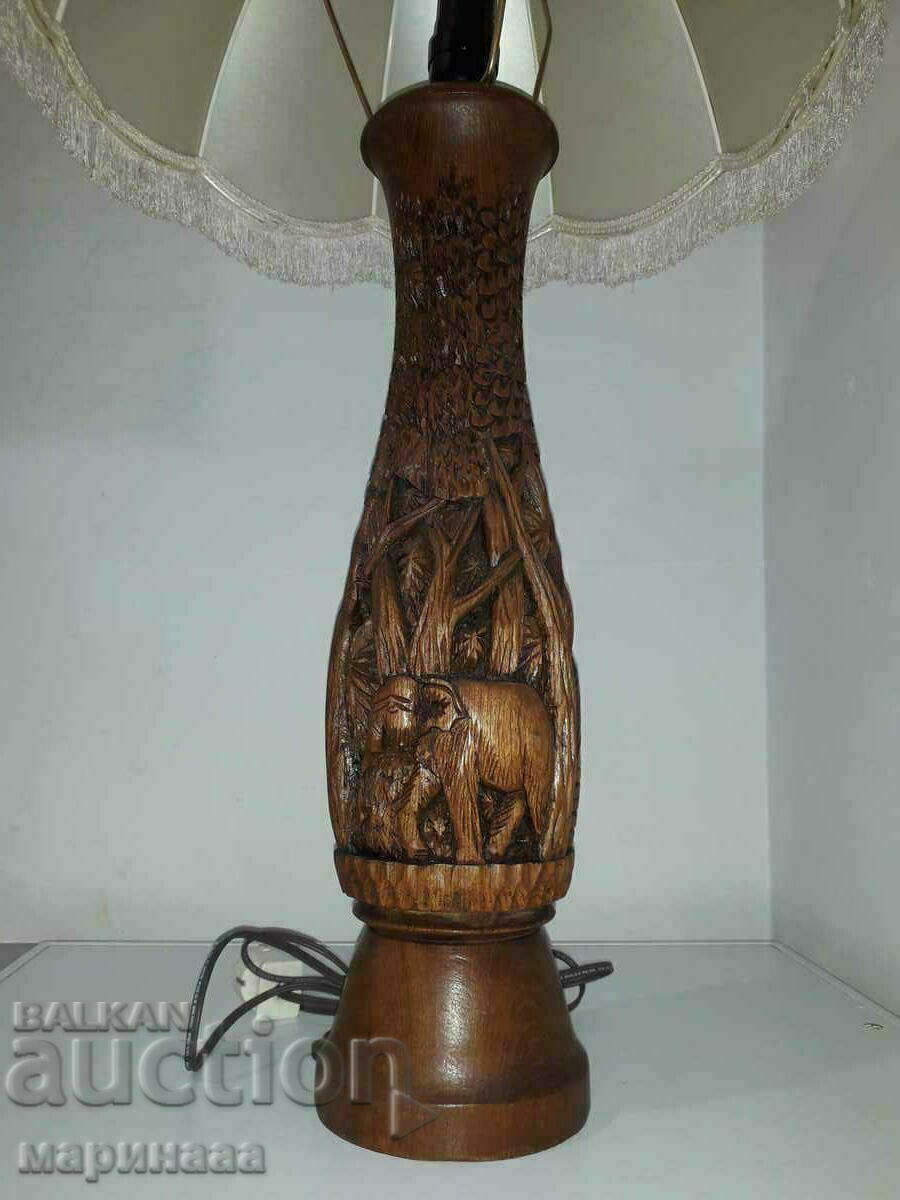 OLD LARGE LAMP. WOOD CARVING. 3.1 KG