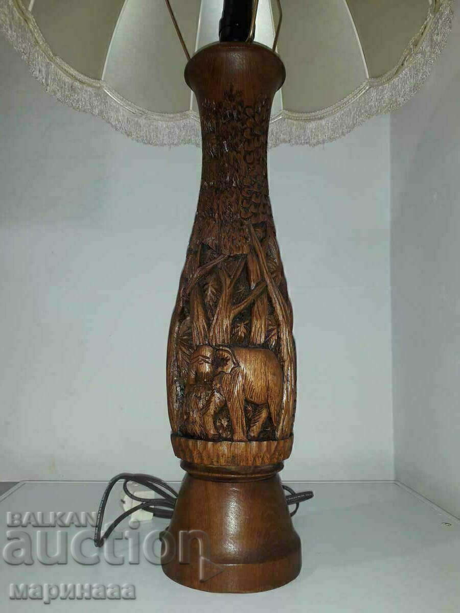 LAMPĂ VECHE MARE. SCULPTURĂ ÎN LEMN. 3,1 KG