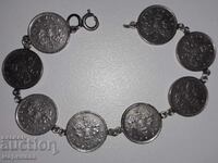 OLD COIN AND SILVER BRACELET