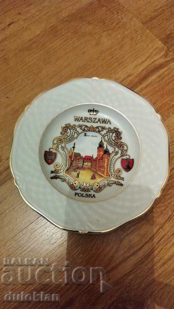 Beautiful porcelain wall plate from Warsaw Poland