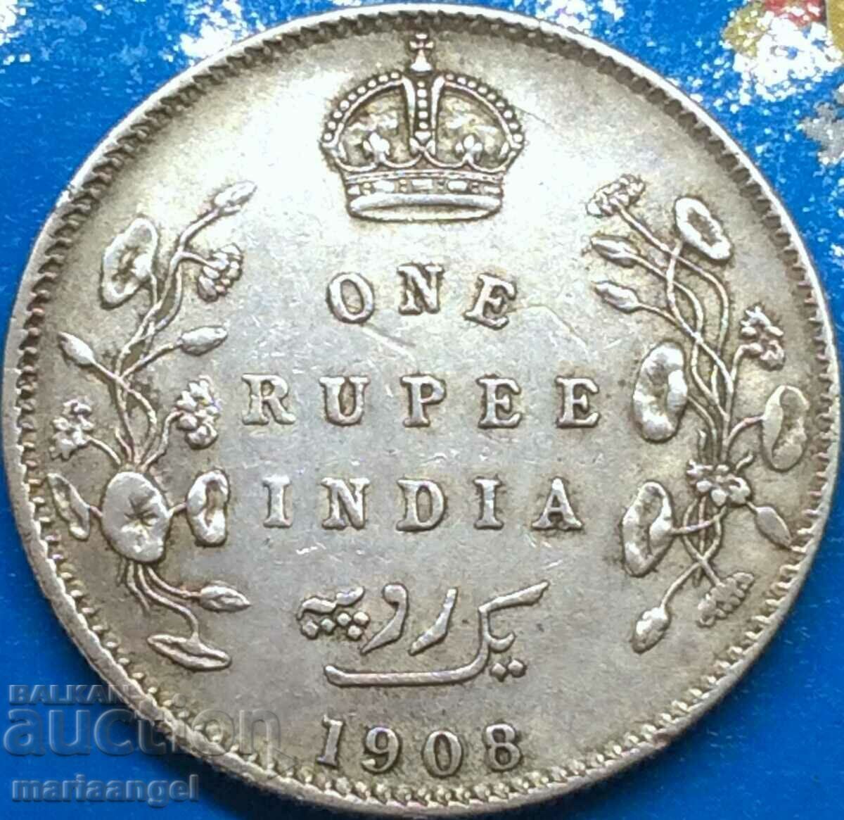 British India 1 Rupee 1908 30mm 11.63y - rare year