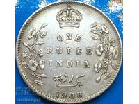 Британска Индия 1 рупия 1908 30мм 11,63г - рядка година
