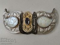 Renaissance hammered silver paftas with mother-of-pearl, paftas, silver