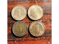 Germany - GDR, 4x1 pfennig, various years and mon. yards