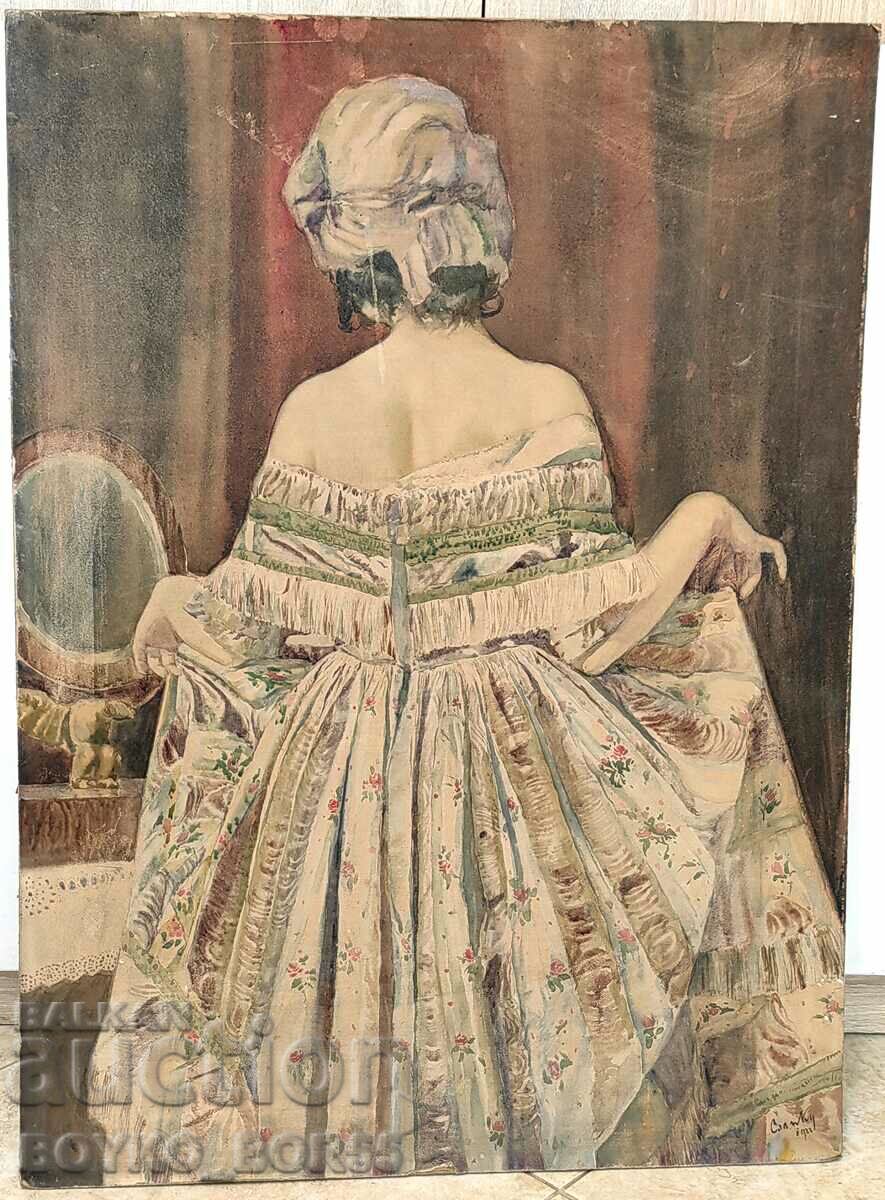 Vintage Πίνακας από το 1922 από Παλαιό Ρουμάνο καλλιτέχνη