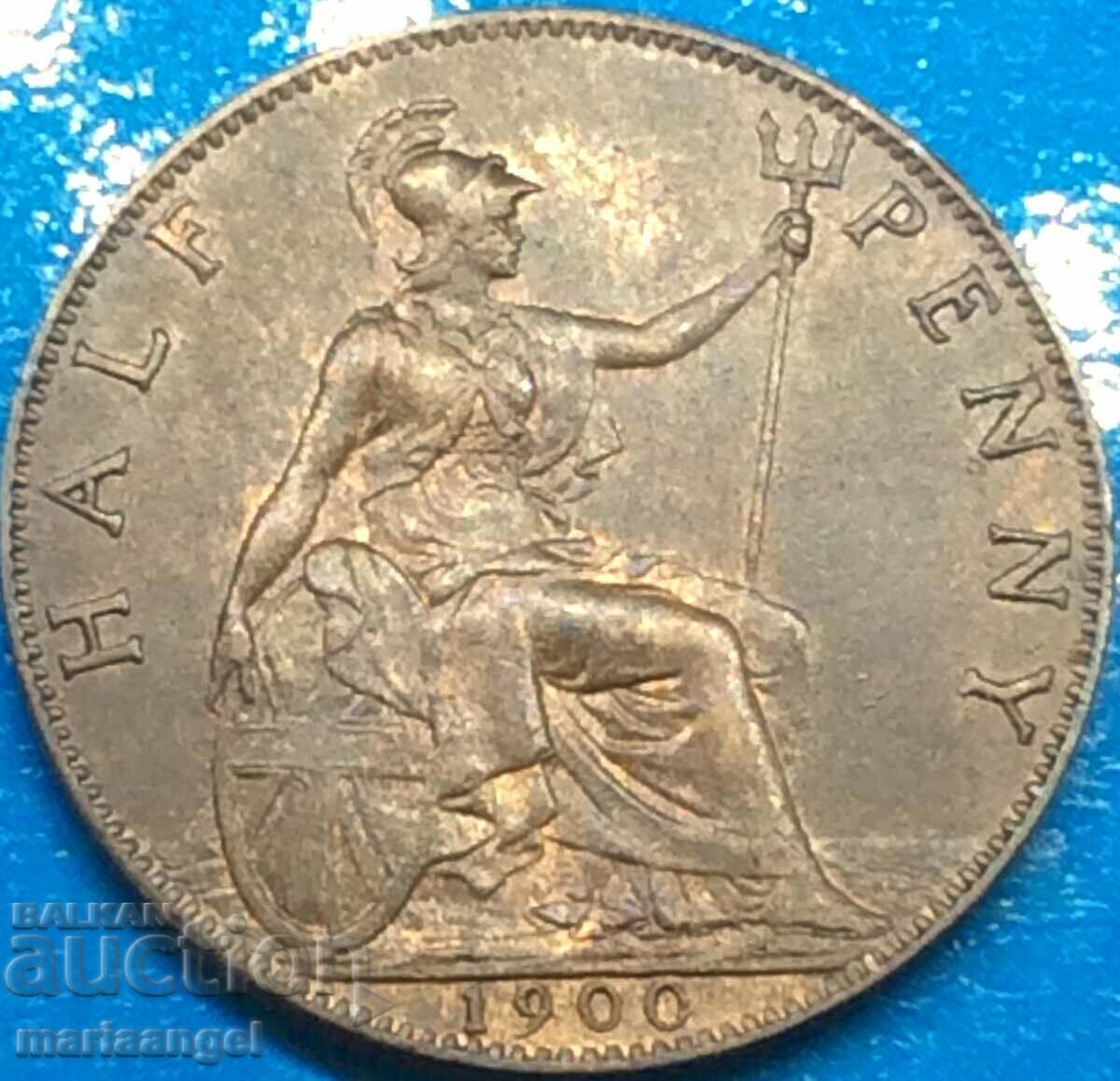 Marea Britanie 1/2 Penny 1900 Victoria UNC Bronz