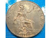 Μεγάλη Βρετανία 1/2 Penny 1900 Victoria UNC Χάλκινο