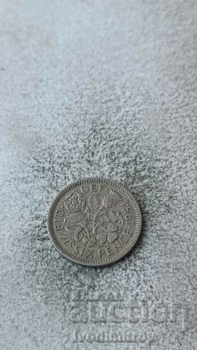 Великобритания 6 пенса 1954