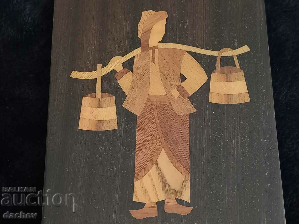 Old picture Bulgarian folklore Bride with menzi wearing pafti with price 40.00 BGN | € 20.45