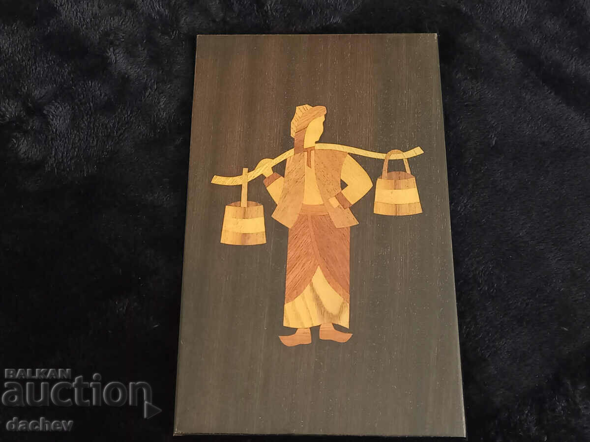 Стара картина Български фолклор Невеста с менци носия пафти