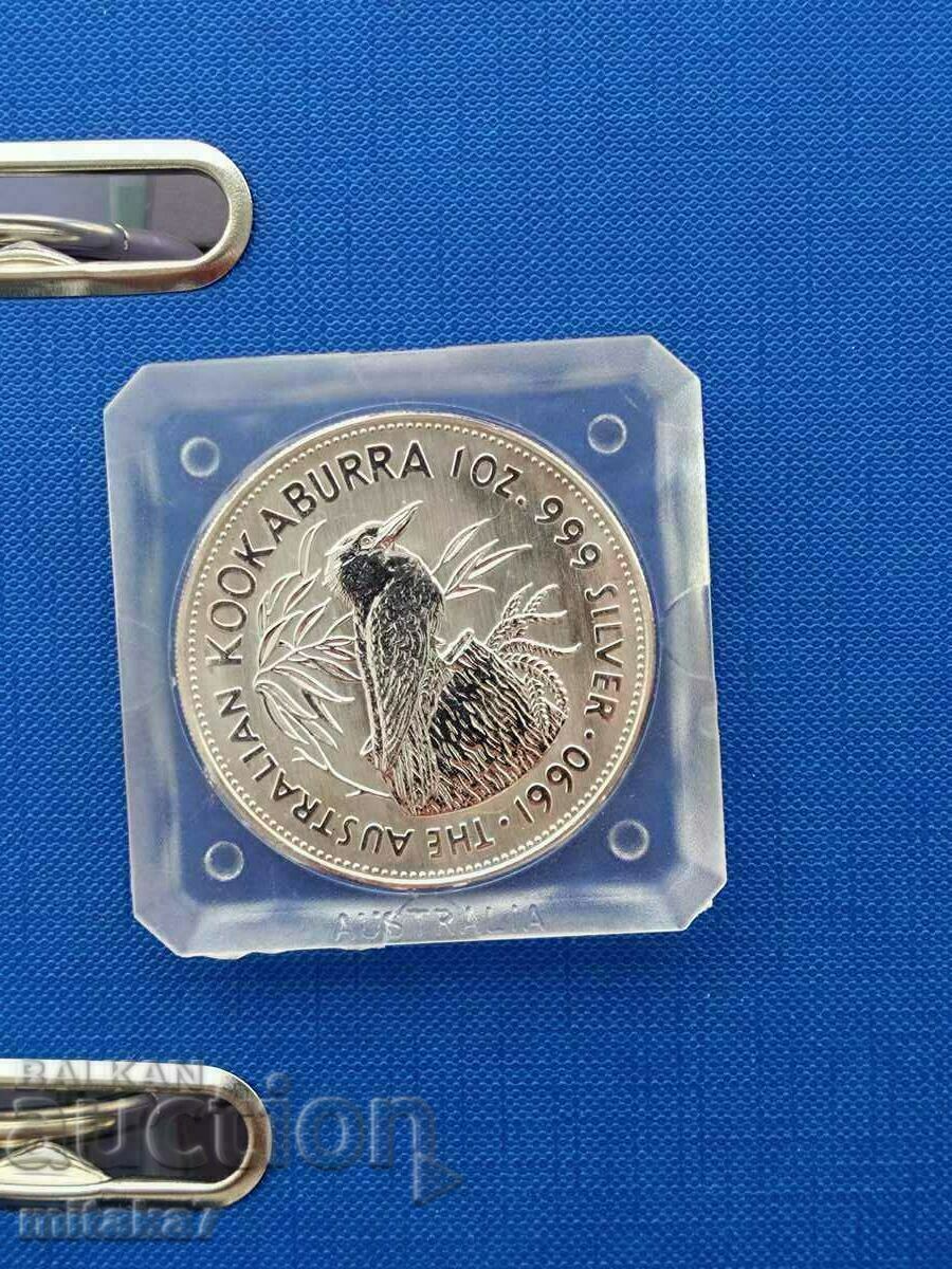 Kookaburra Silver Coin, 1oz, Australia, 1990