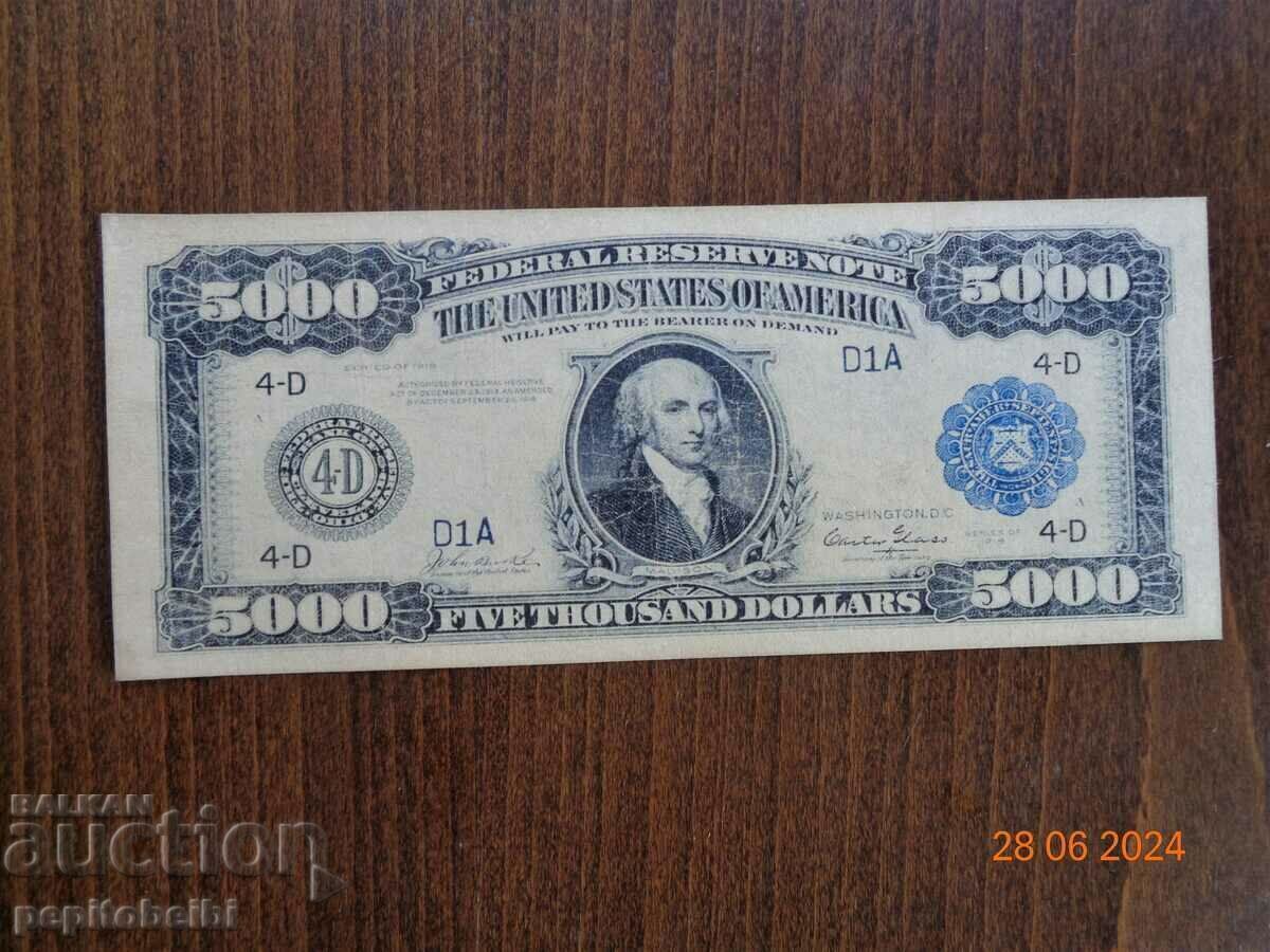 Rare USA 1918 Banknotes copies - 5 Rare USA 1918 Banknotes copies - 5