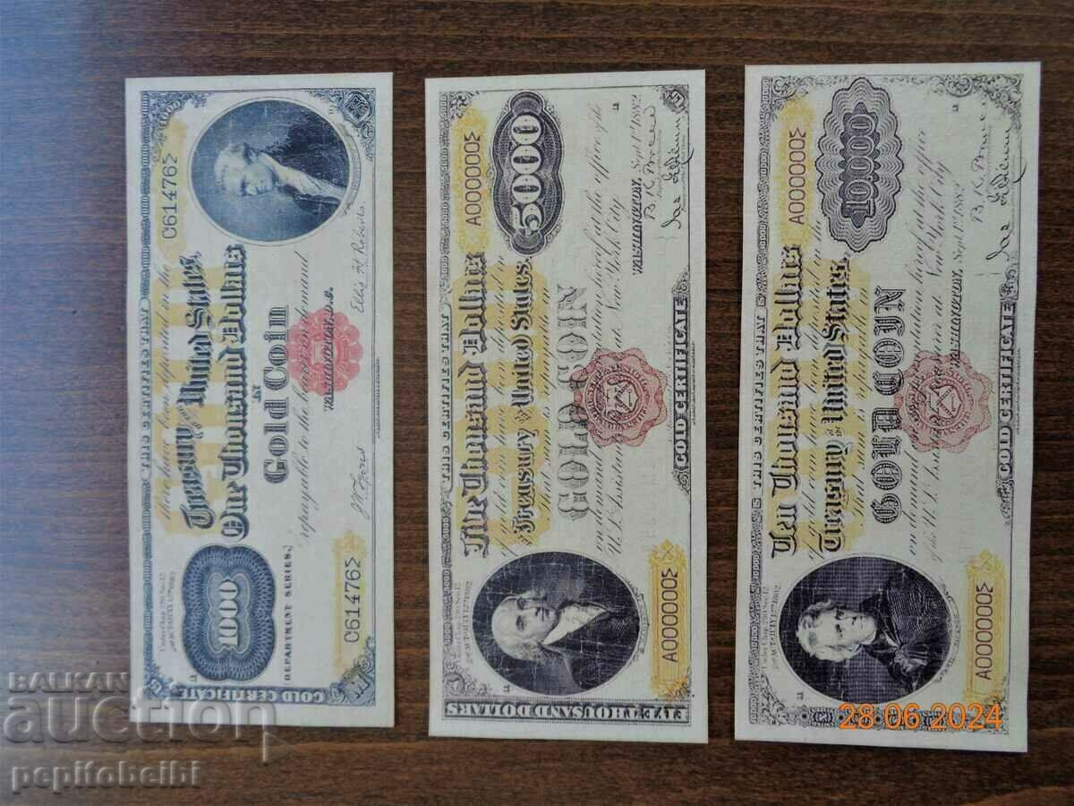 Licitație Copie rară a bancnotei SUA de 10.000 USD GOLD 1882