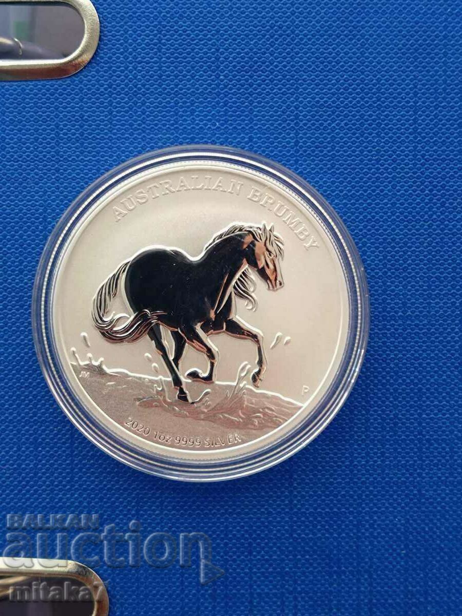 Moneda de argint „Australian brumby”, 1 oz, Australia, 2020