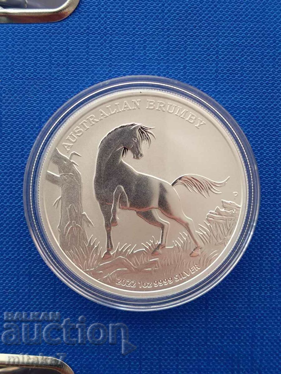 Сребърна монета "Australian brumby", 1 oz, Австралия, 2022