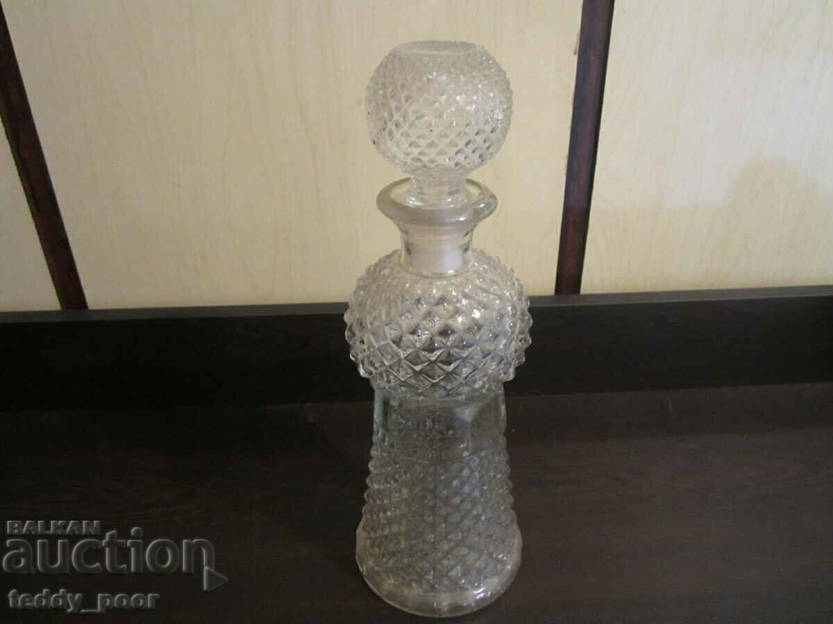 Embossed glass decanter