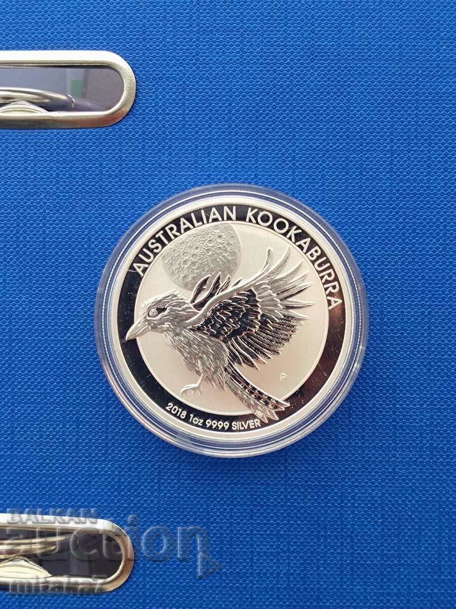 Moneda de argint Kookaburra, 1 oz, Australia, 2018