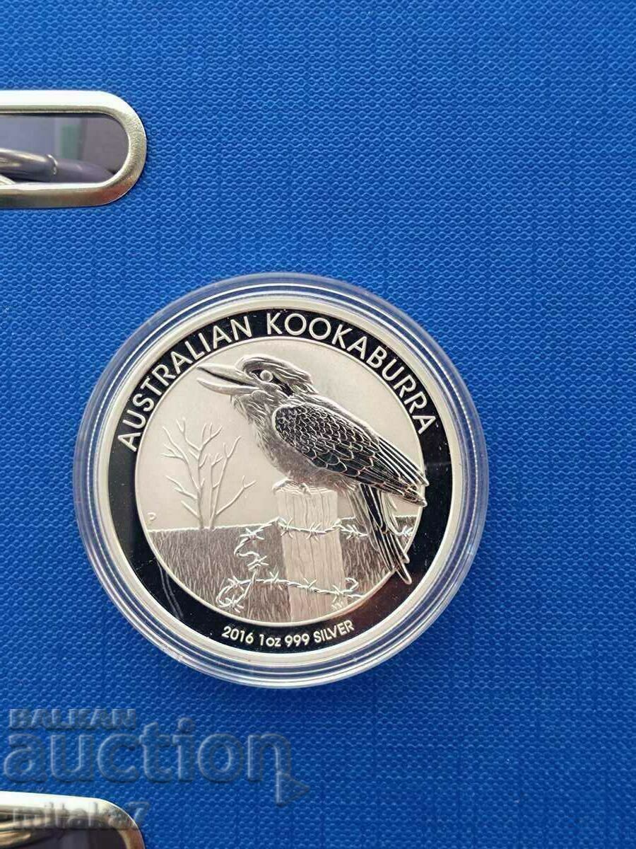 Moneda de argint Kookaburra, 1 oz, Australia, 2016