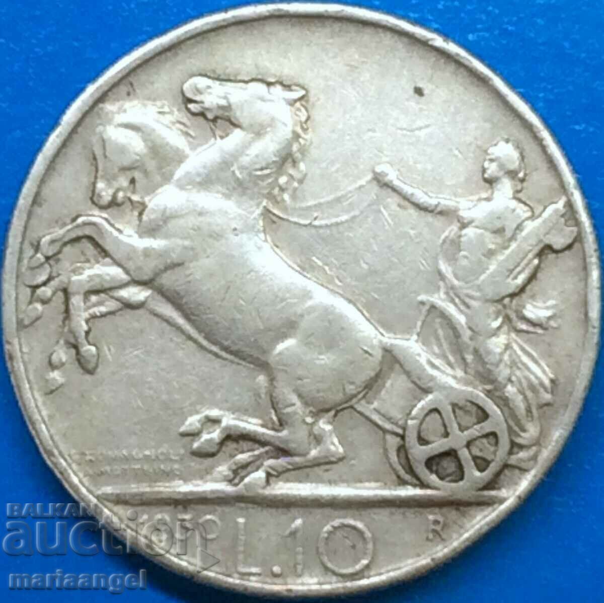 10 Lira 1930 Italy Victor Emmanuel Silver - Rare Year!