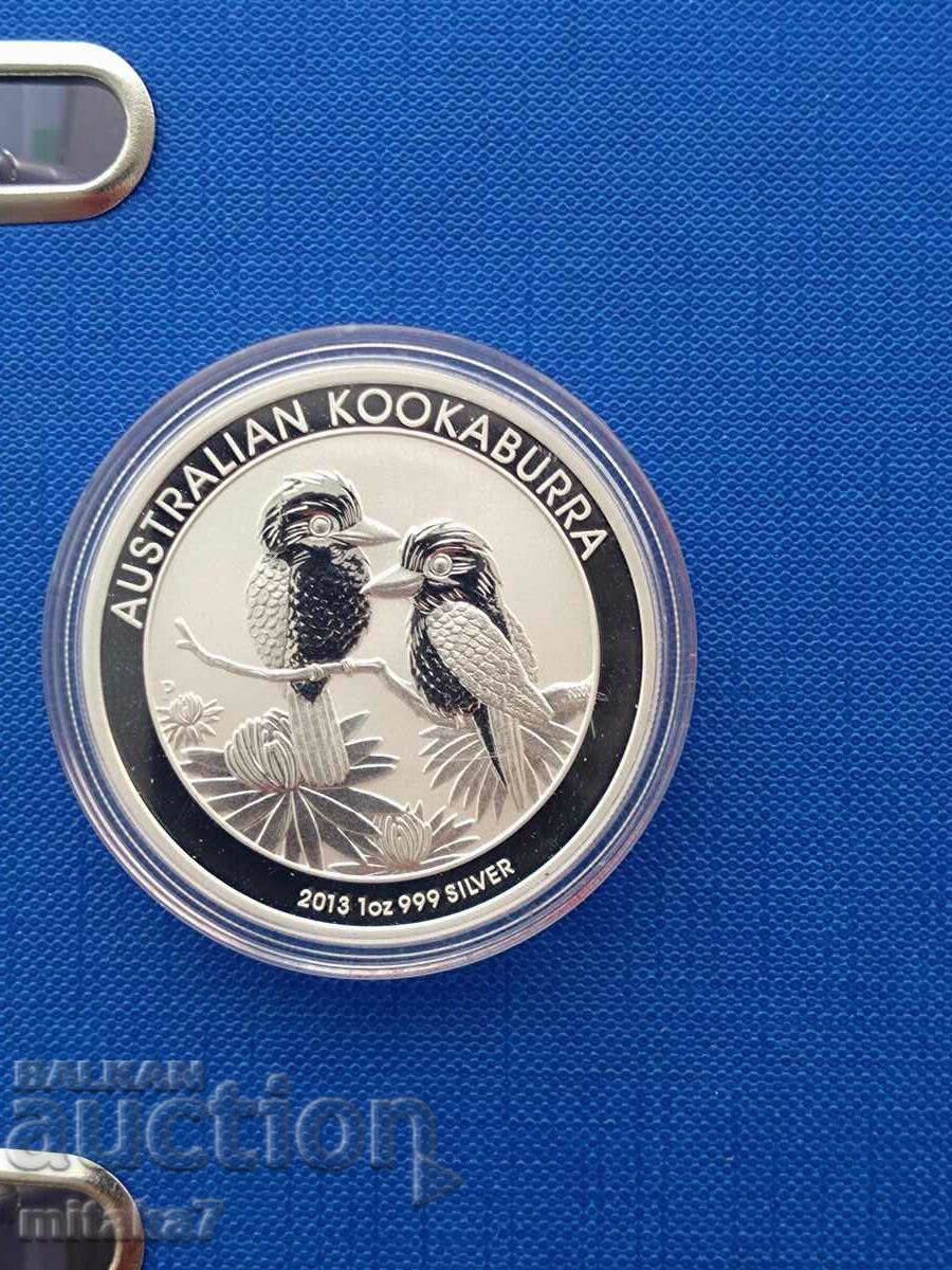 Monedă de argint Kookaburra, 1 oz, Australia, 2013