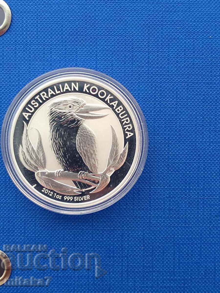 Moneda de argint Kookaburra, 1 oz, Australia, 2012