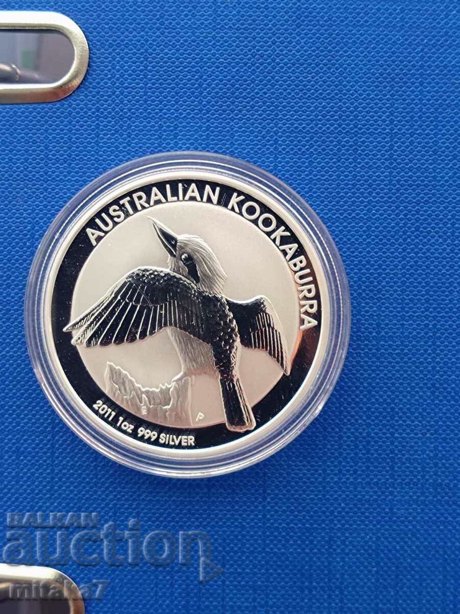 Monedă de argint Kookaburra, 1 oz, Australia, 2011