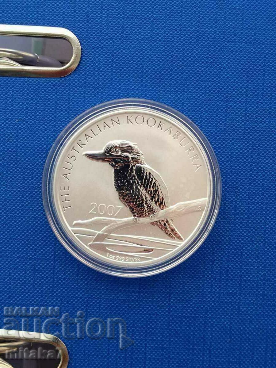 Moneda de argint Kookaburra, 1 oz, Australia, 2007