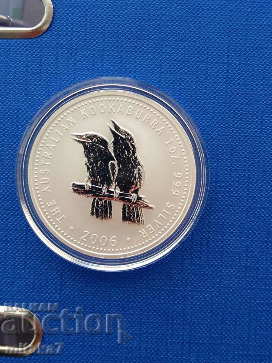 Сребърна монета "Кукабура", 1 oz, Австралия, 2006