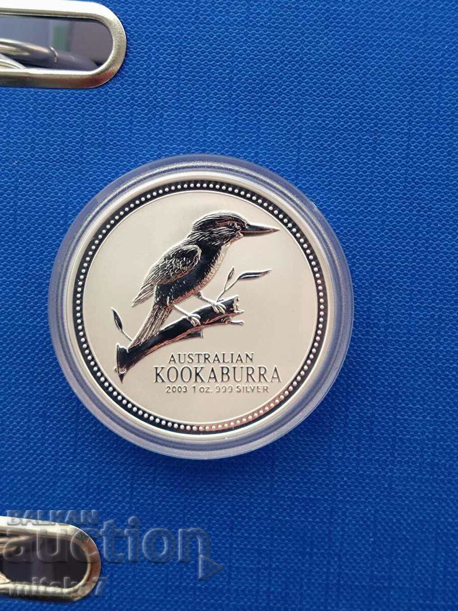 Moneda de argint Kookaburra, 1 oz, Australia, 2003