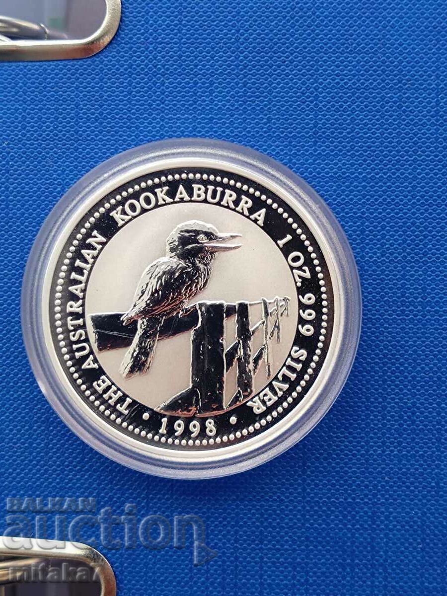 Moneda de argint Kookaburra, 1 oz, Australia, 1998