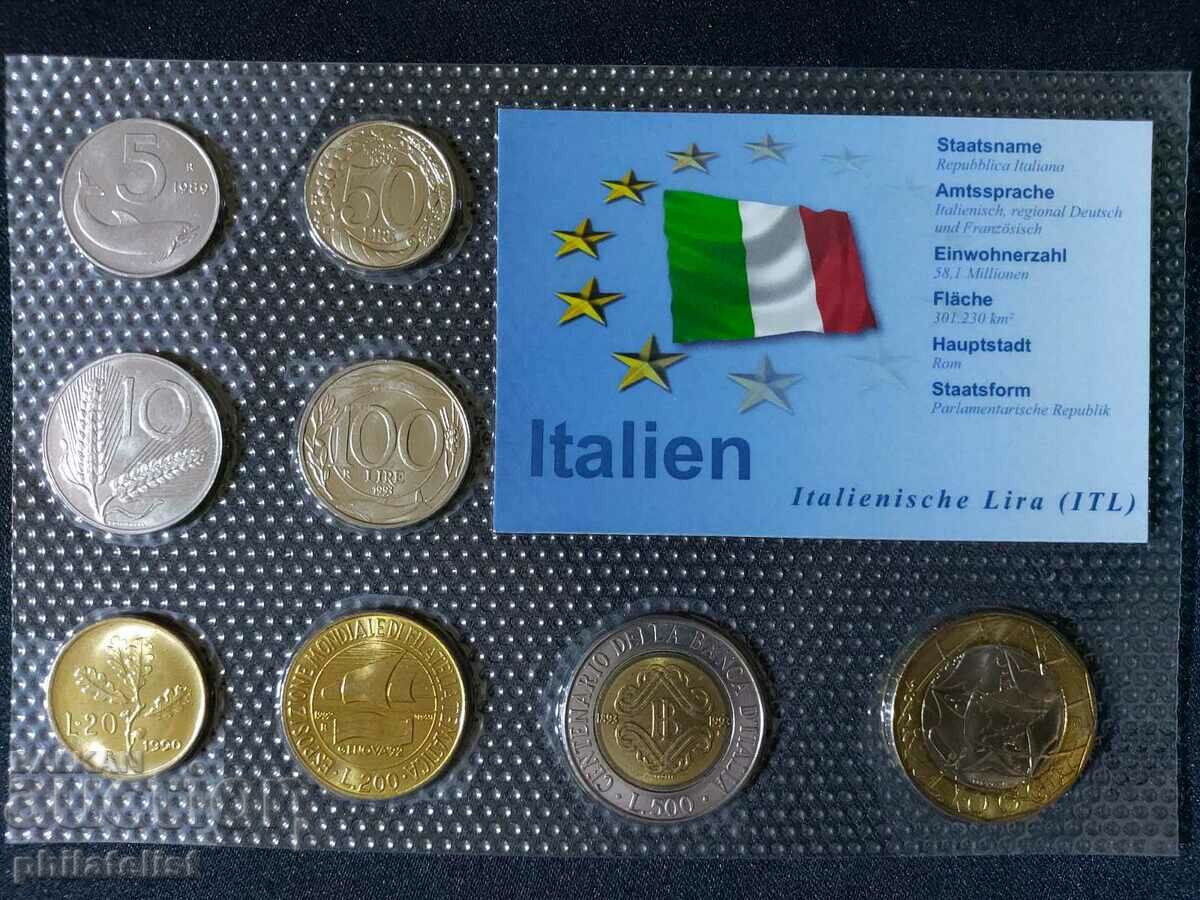 Италия 1989-1999 - пълен комплектен сет в Лири - 8 монети