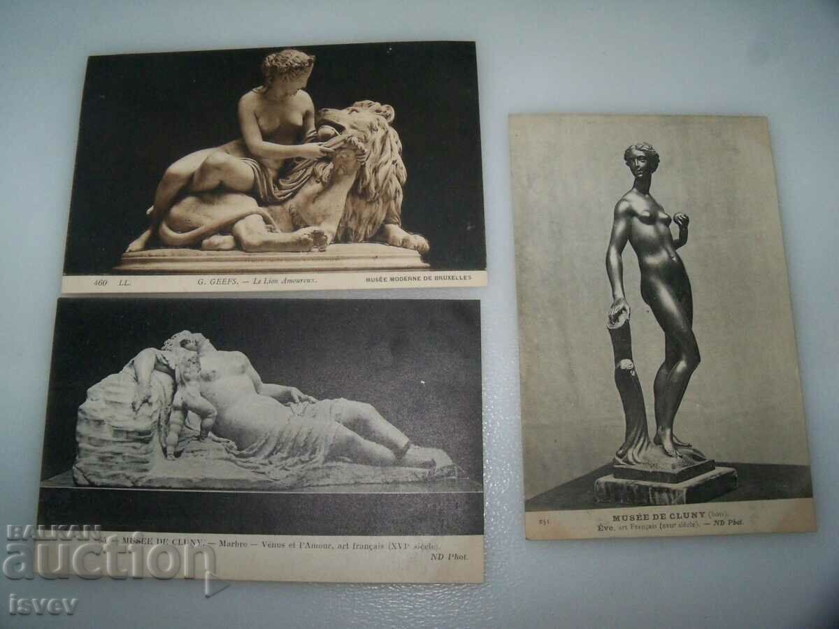 Auction  5 old postcards art, sculpture, 1915
