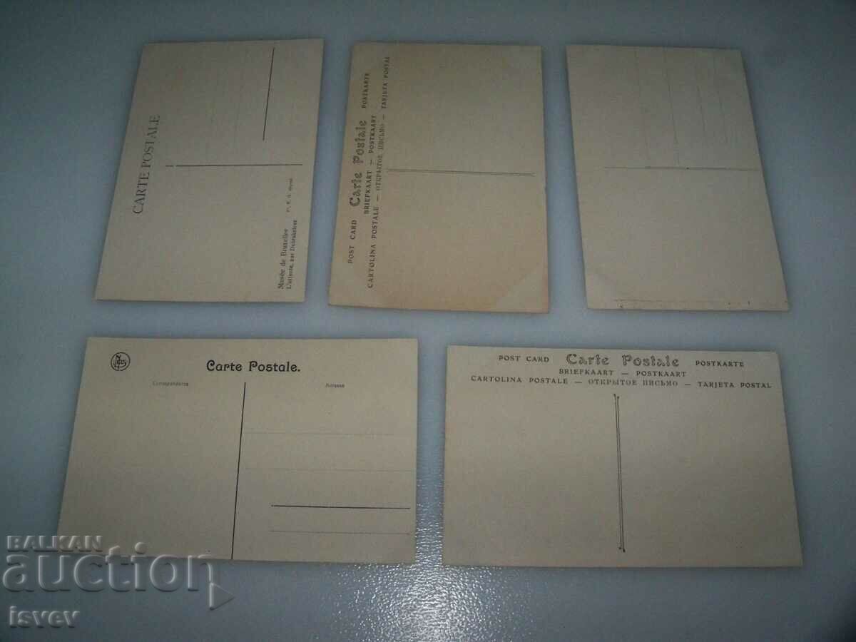 Delivery of 5 old postcards art, sculpture, 1915
