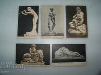 5 cărți poștale vechi artă, sculptură, 1915
