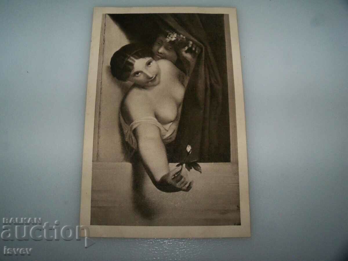 Delivery of Old postcard erotica art 1915.