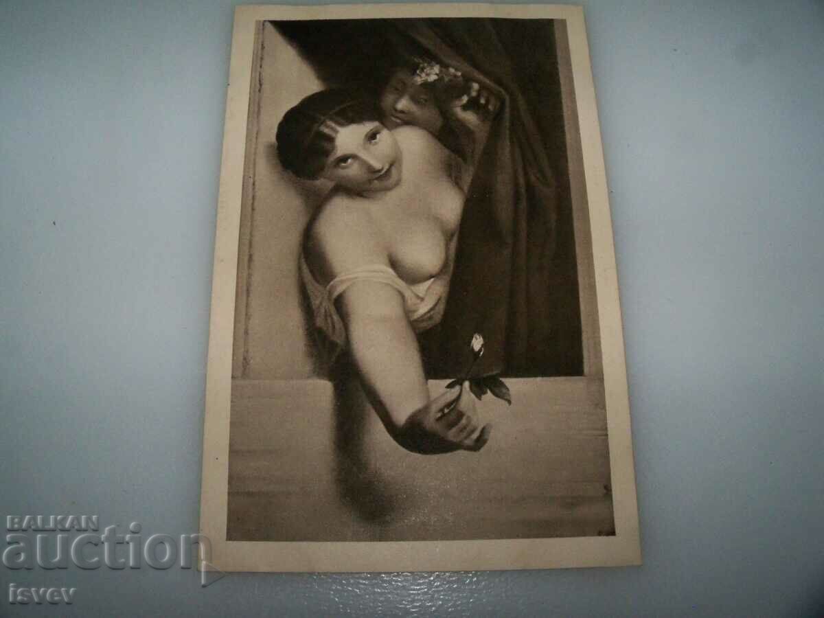 Carte poștală veche artă erotică 1915.