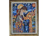 "The Lovers", a painting in the style of Gustav Klimt and Van Gogh