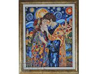 "The Lovers", a painting in the style of Gustav Klimt and Van Gogh