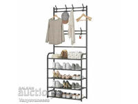 Multifunctional shelf with hangers and 5 shelves
