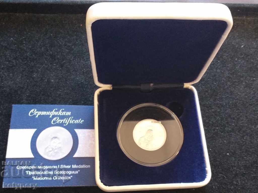 Auction  Silver medallion "Orthodox Virgin", Ag sample 999