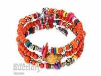 Women's bracelet of colored beads and Tibetan silver