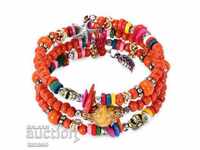 Women's bracelet of colored beads and Tibetan silver